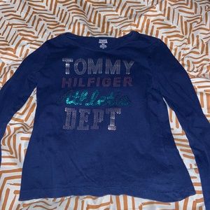 little girl tommy hilfiget shirt navy blue